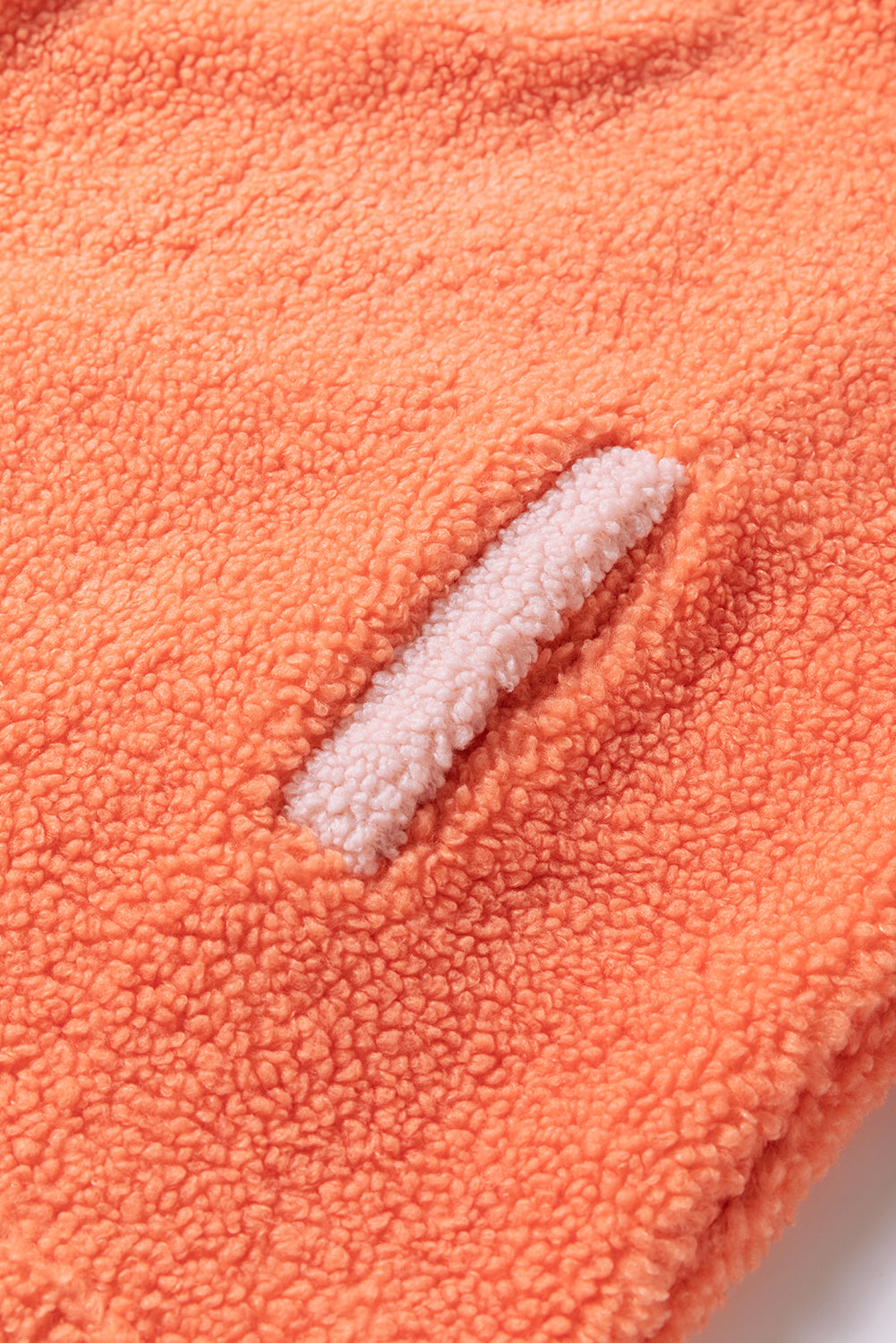 Sweat-shirt sherpa orange à col montant et demi-fermeture éclair