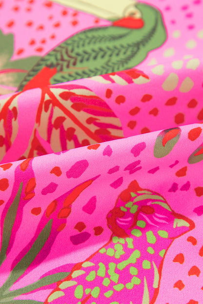 Chemisier à col en V et imprimé floral Rose Jungle