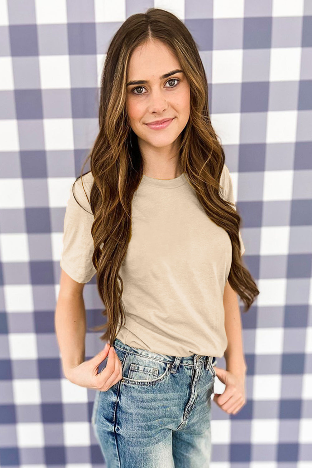 Blank Apparel - T-shirt ras du cou kaki uni personnalisé