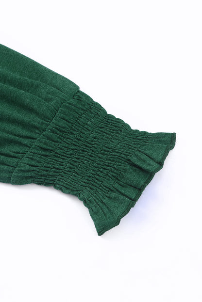 Haut à manches longues bouffantes et col en V à volants 