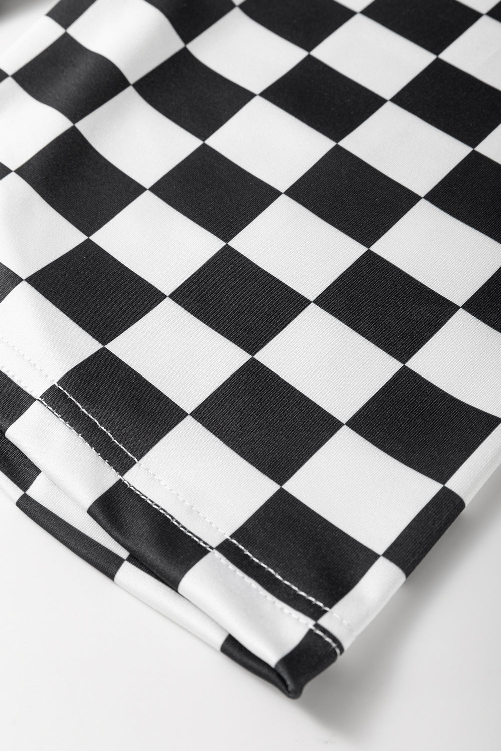 Short cycliste taille haute imprimé damier noir