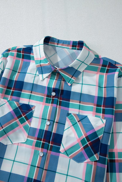 Ensemble 2 pièces chemise et short à carreaux bleus