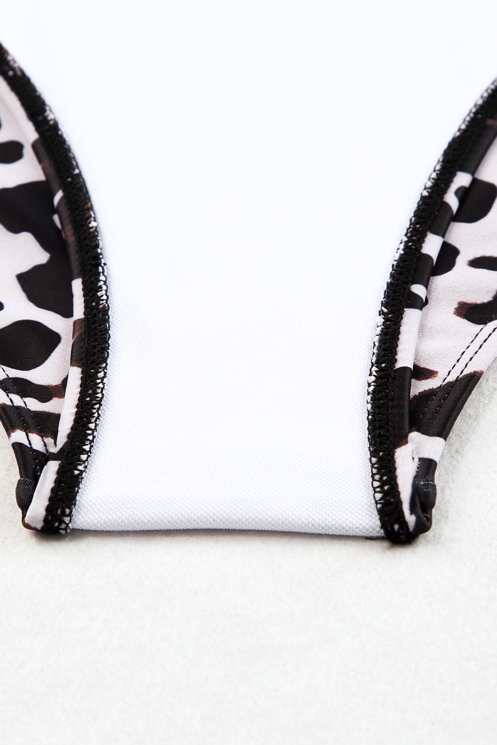 Traje de baño tankini con tiras y escote de muesca en contraste de cintura alta