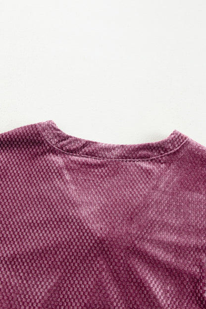 Robe à volants en velours texturé grande taille, couleur mauve prairie