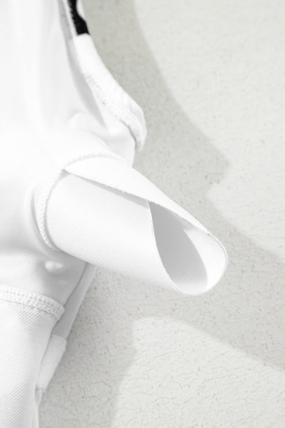 Black Stripe Bowknot Ricrac Print V Neck Low Back Cut One Piece Swimsuit