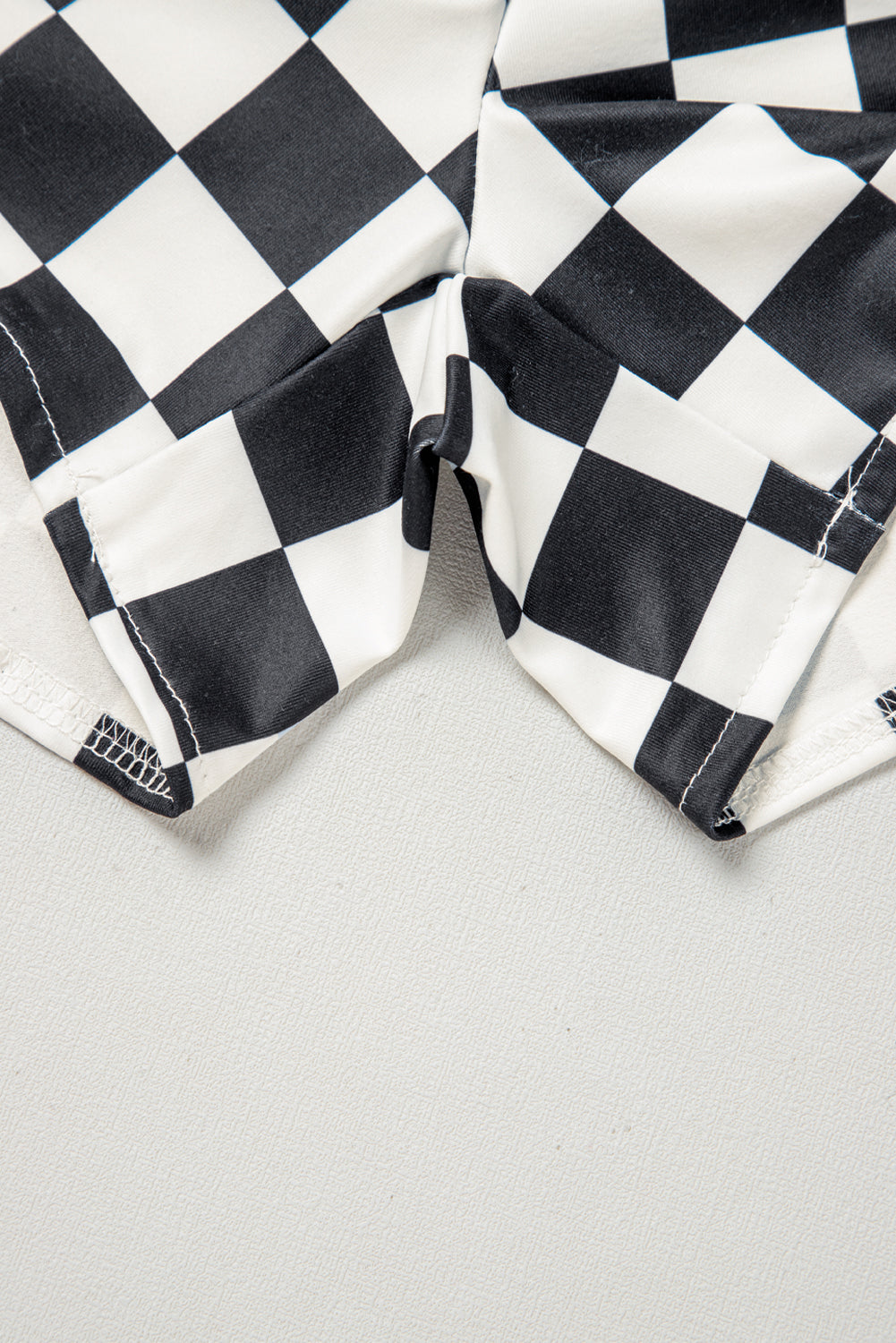 Black Checkered Print High Waist Casual Shorts