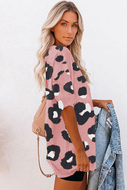 T-shirt ample imprimé léopard boyfriend 