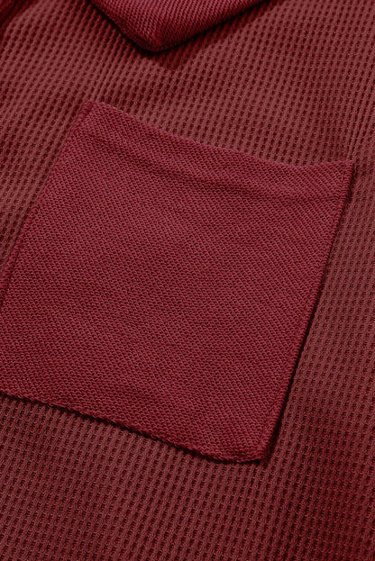 Top de manga larga con botones de punto tipo gofre marrón 