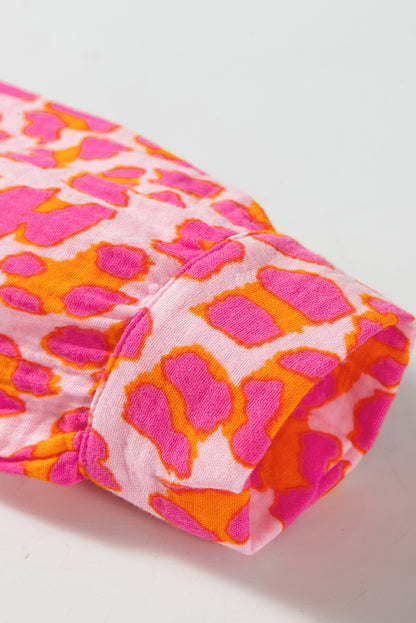 Chemise ample boutonnée à imprimé léopard rose