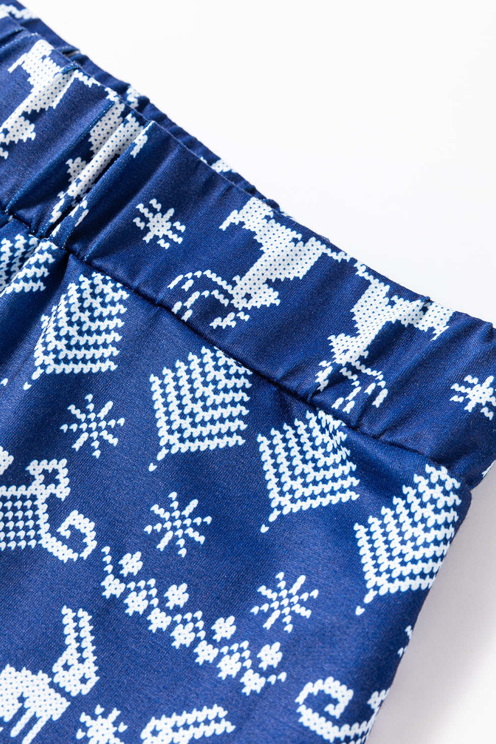 Ensemble deux pièces haut bleu uni et pantalon de Noël