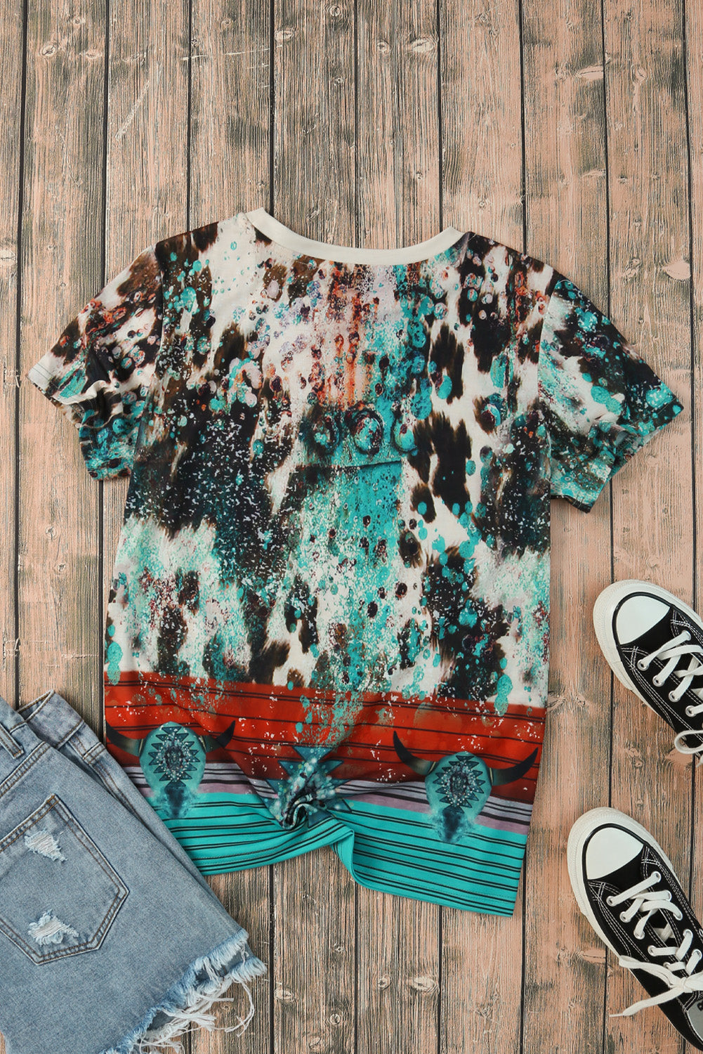 Blank Apparel - T-shirt graphique vierge à imprimé western vert délavé