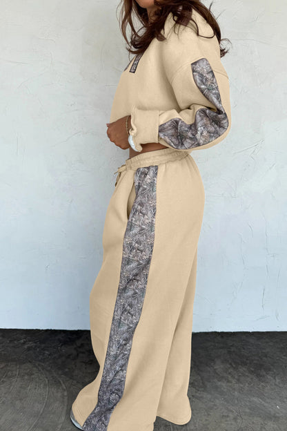 Parchment HOWDY Letter Print Colorblock Side Stripe Long Sleeve Plus Size Set