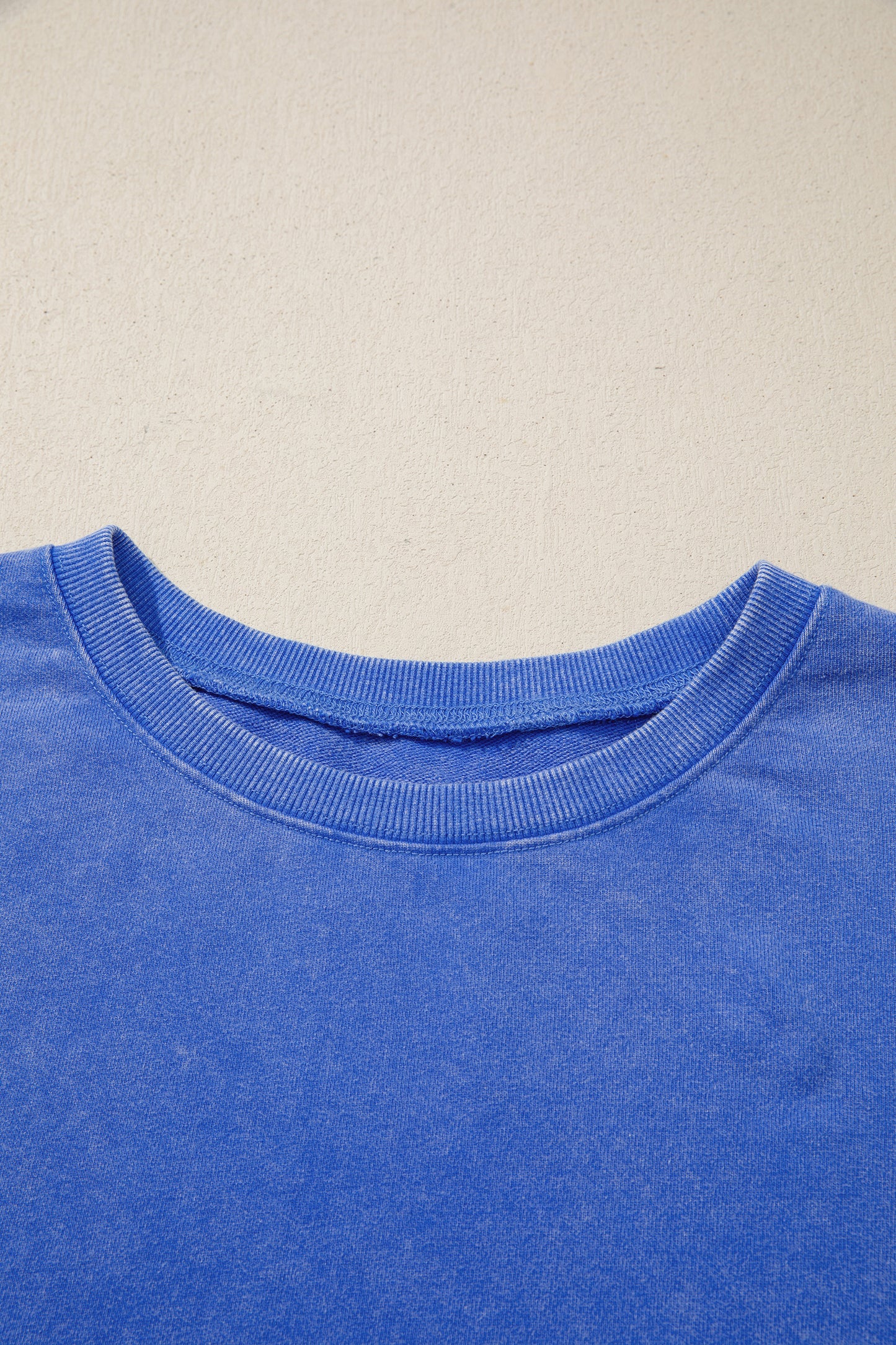 Sky Blue Mineral Wash Split Hem Loose Tunic Sweatshirt