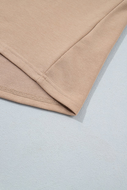 Smoke Gray Striped Color Block Pullover Top Drawstring Shorts Set