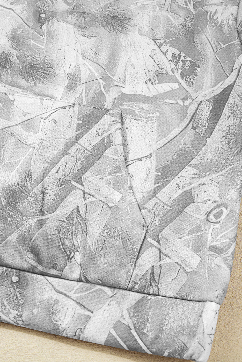 Gray Camouflage Woodland Print Oversized Sporty Hoodie