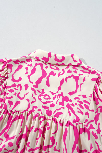 Mini-robe babydoll ample à imprimé léopard rose