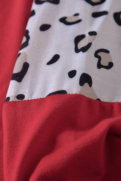 Black Striped Animal Print Colorblock Long Sleeve Top