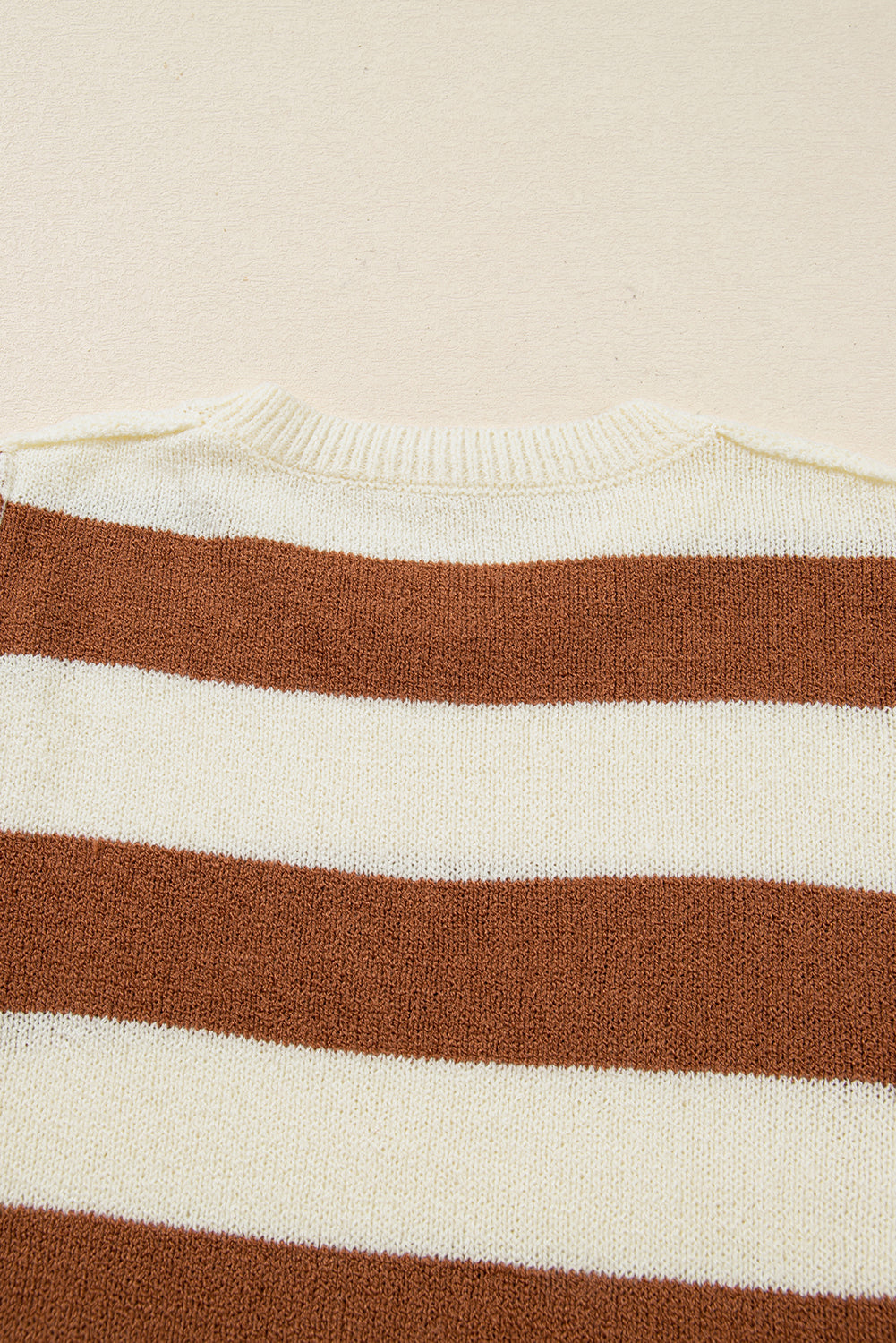Brown Stripe Drop Shoulder Sleeve Patchwork Baggy Sweater