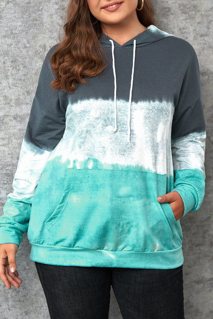 Sudadera con capucha de talla grande con bloques de color degradado azul