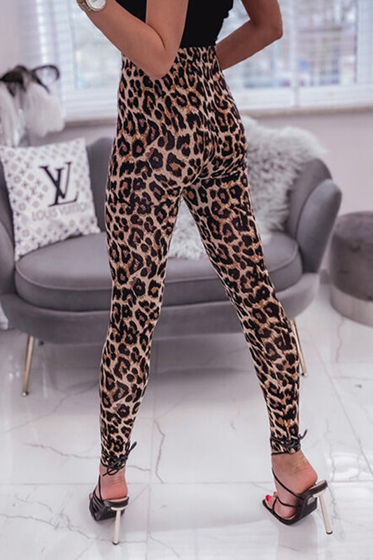 Leggings taille haute vintage léopard 