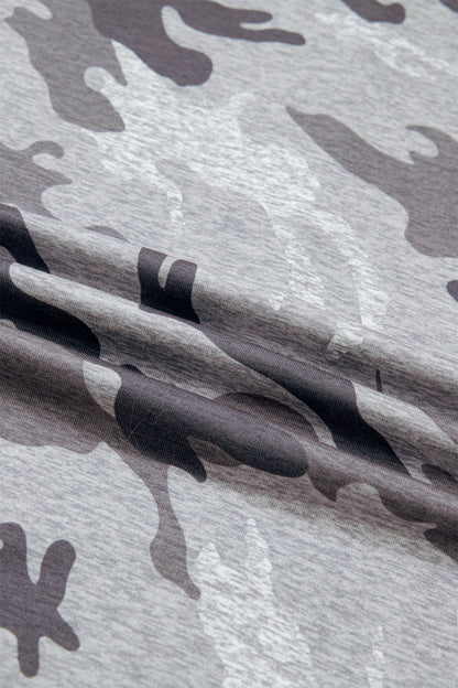 Gray Plus Size Camo Print Casual T Shirt