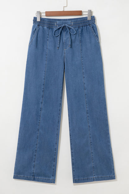 Ashleigh Blue Drawstring Waist Wide Leg Jeans