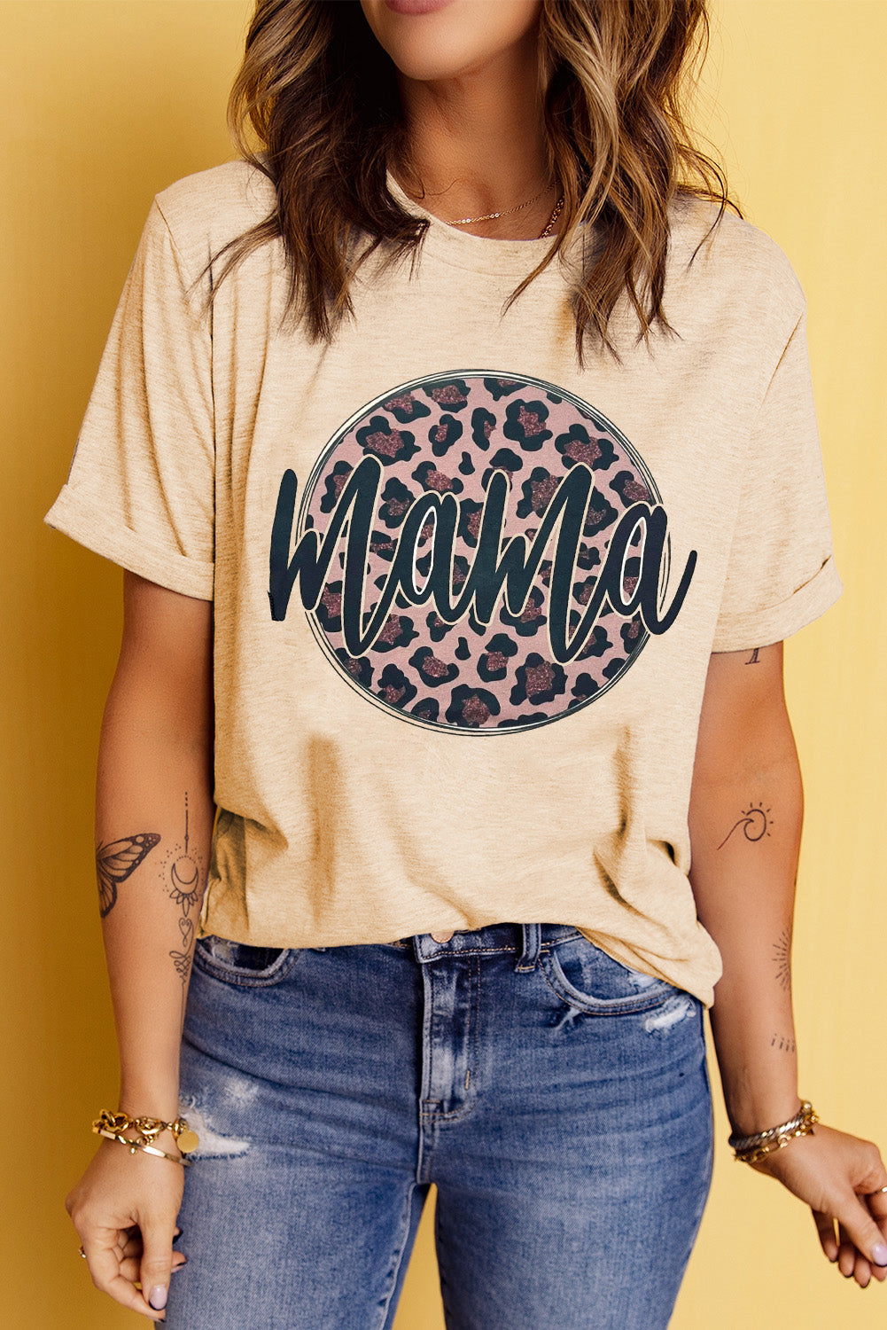 MOM life is the best life Camiseta con estampado de leopardo
