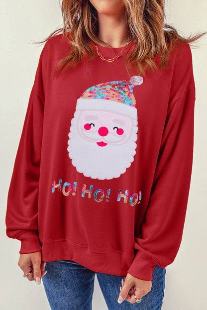 Sudadera roja de Papá Noel con lentejuelas HO HO HO
