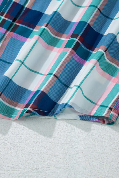 Ensemble 2 pièces chemise et short à carreaux bleus