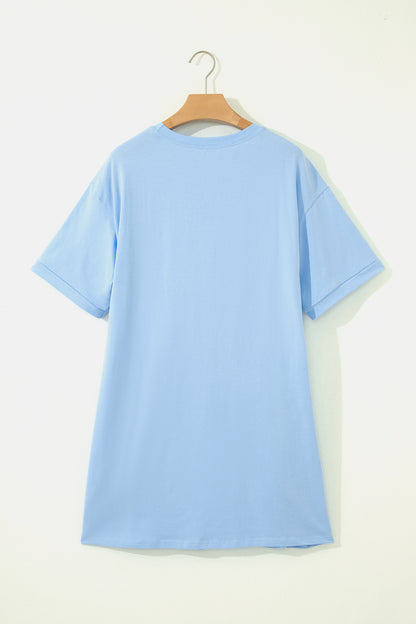 Beau Blue Patriotic Big Bow Stitched T Shift Mini Dress