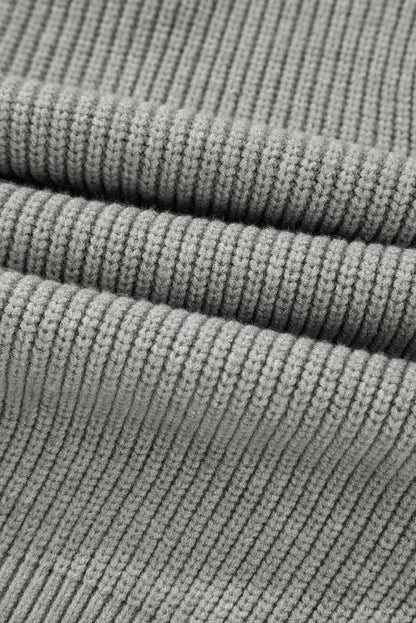 Cardigan boutonné en maille côtelée gris philippin avec nœud sur le devant