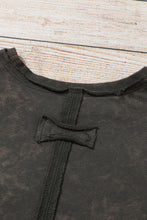 Sudadera de manga larga con hombros caídos y bolsillos con lavado ácido gris 