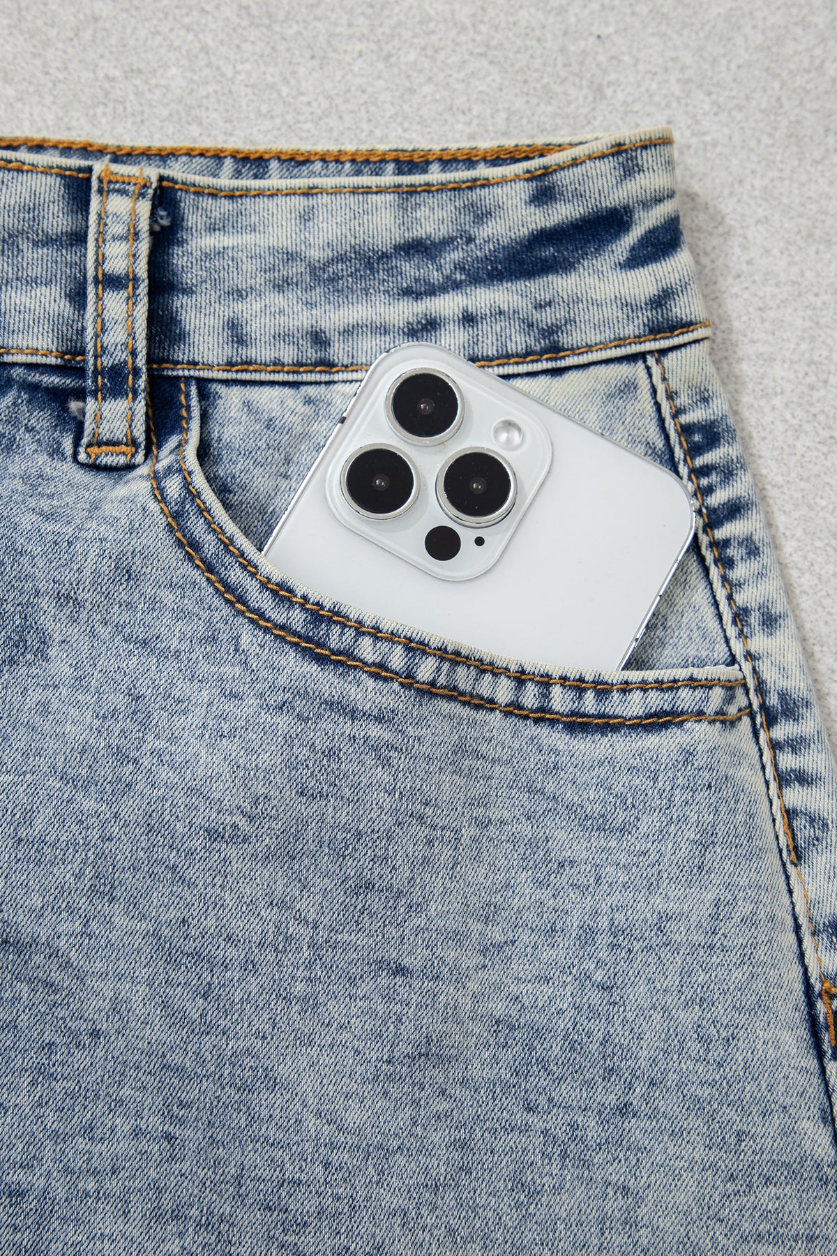 Myosotis Scalloped Detail Button Front Short Denim Skirt