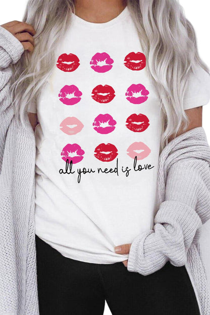 all you need is love Valentines Kisses Graphic Tee