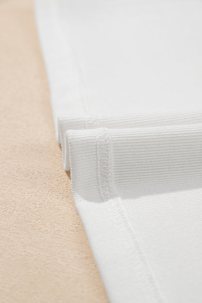 Haut à manches florales contrastées blanches Ricrac