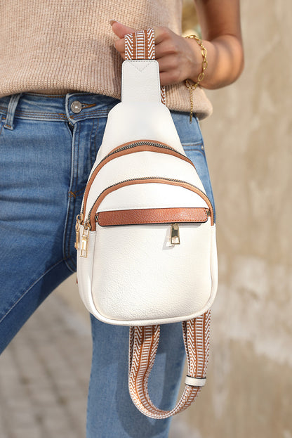 Sac bandoulière blanc multi-zippé décontracté