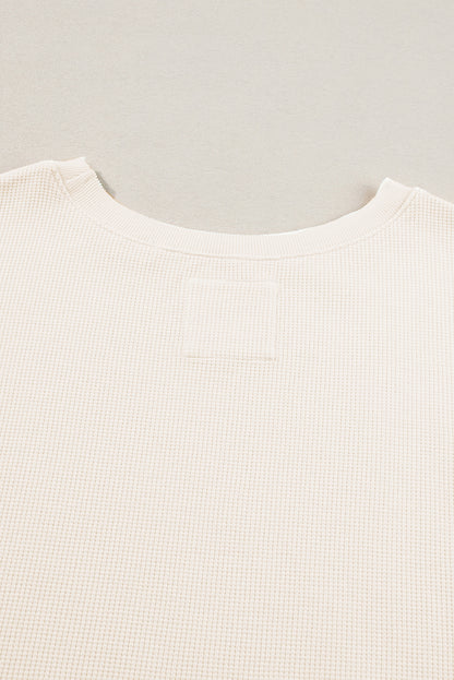 Sweat-shirt surdimensionné fendu à manches évasées en tricot gaufré blanc