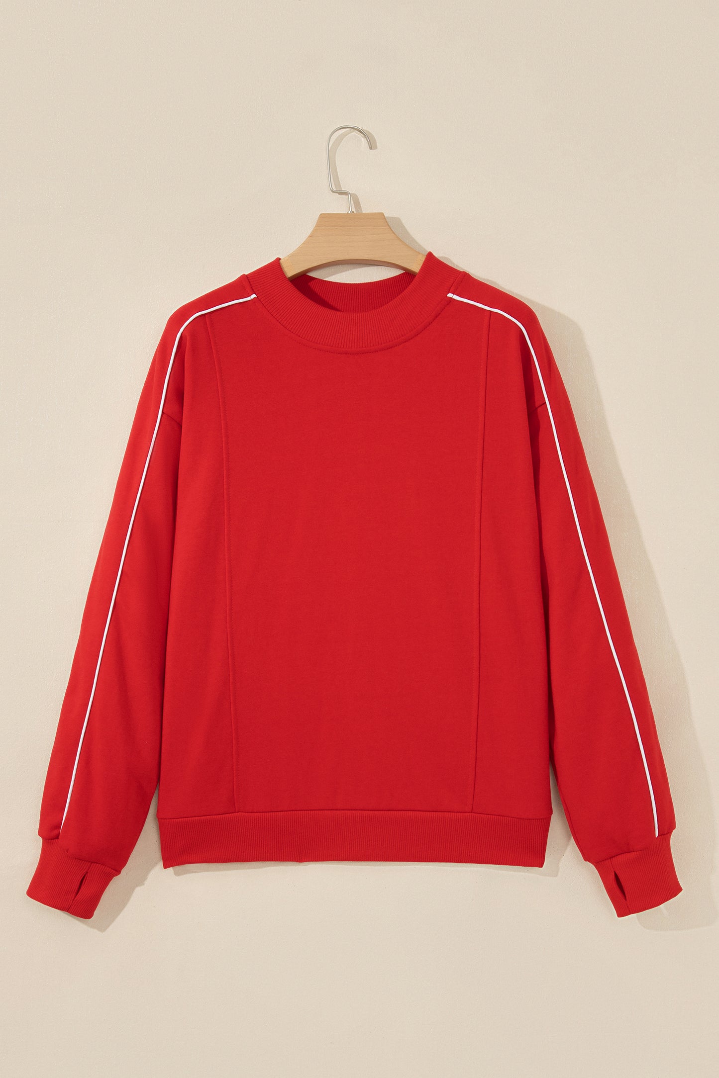 Fiery Red Stand Neck Long Sleeve Regular Fit Sweatshirt