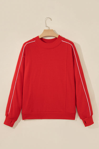 Fiery Red Stand Neck Long Sleeve Regular Fit Sweatshirt