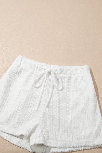 Ensemble débardeur en tricot texturé beige et short à cordon de serrage