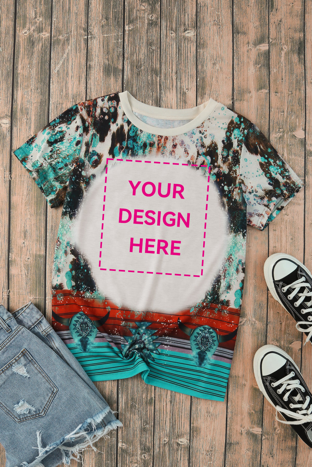 Blank Apparel - T-shirt graphique vierge à imprimé western vert délavé