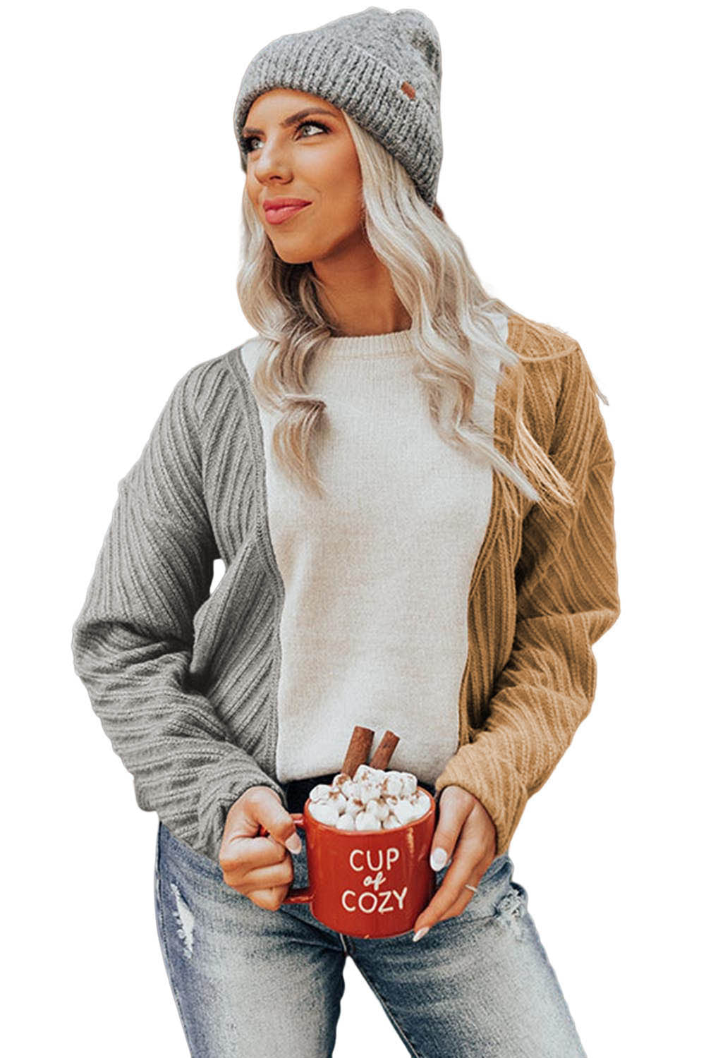 Pull texturé multicolore à épaules tombantes