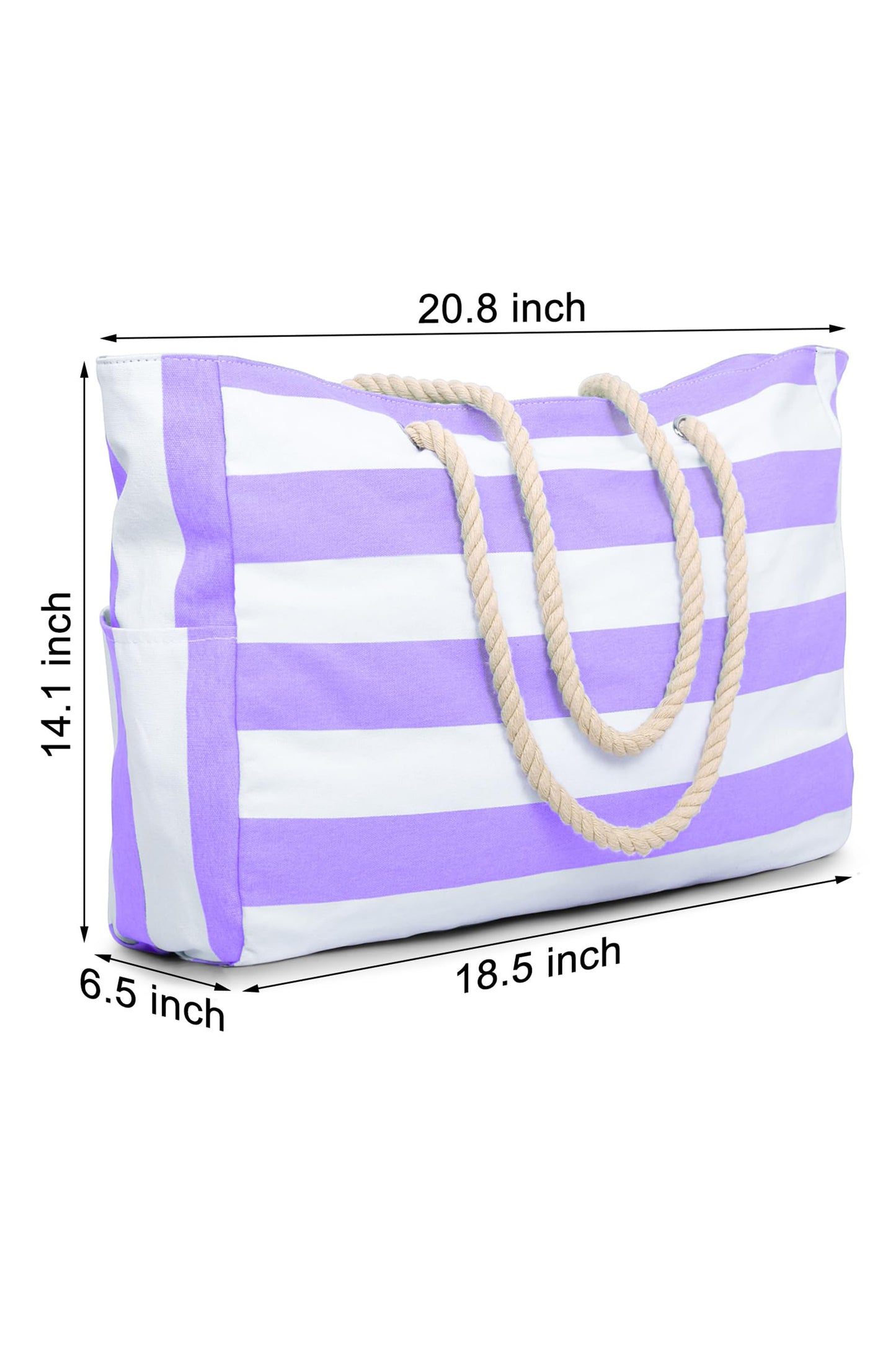 Wisteria Striped Waterproof Canvas Large Capacity Tote Bag