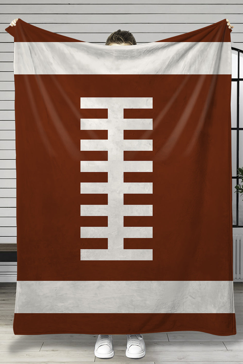 Couverture polaire blanche brillante à motif de jeu de balle 130 x 150 cm 