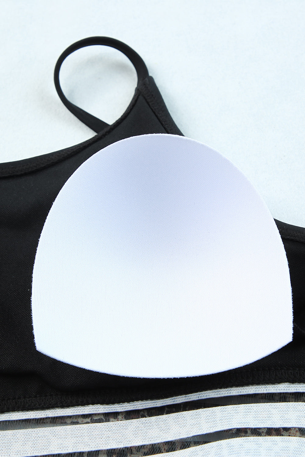 Bañador bikini de 2 piezas con ribete de malla de leopardo 