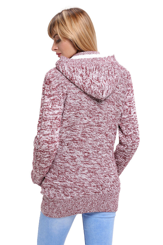 Cardigans rouges à manches longues et à capuche boutonnés