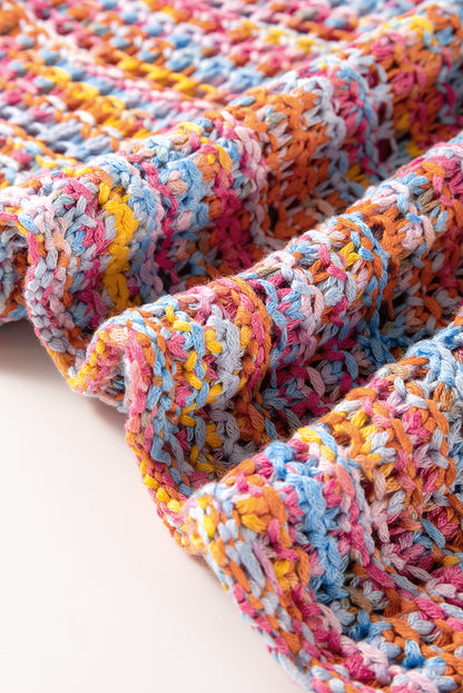 Gilet ample en crochet de couleur rose contrastée