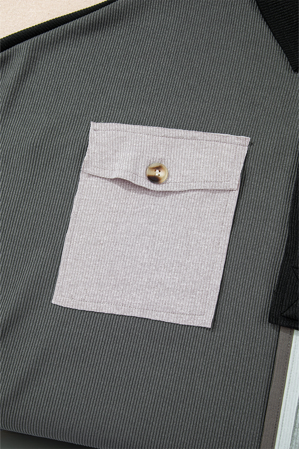 Sweat-shirt oversize à col côtelé et blocs de couleurs gris