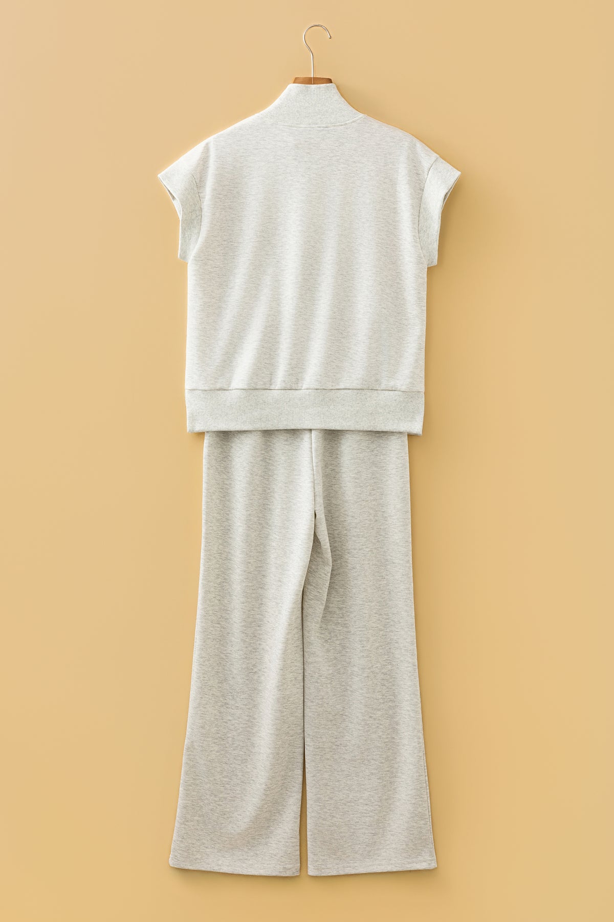 Light Grey Half Zip Polo Tee Casual Pant Set