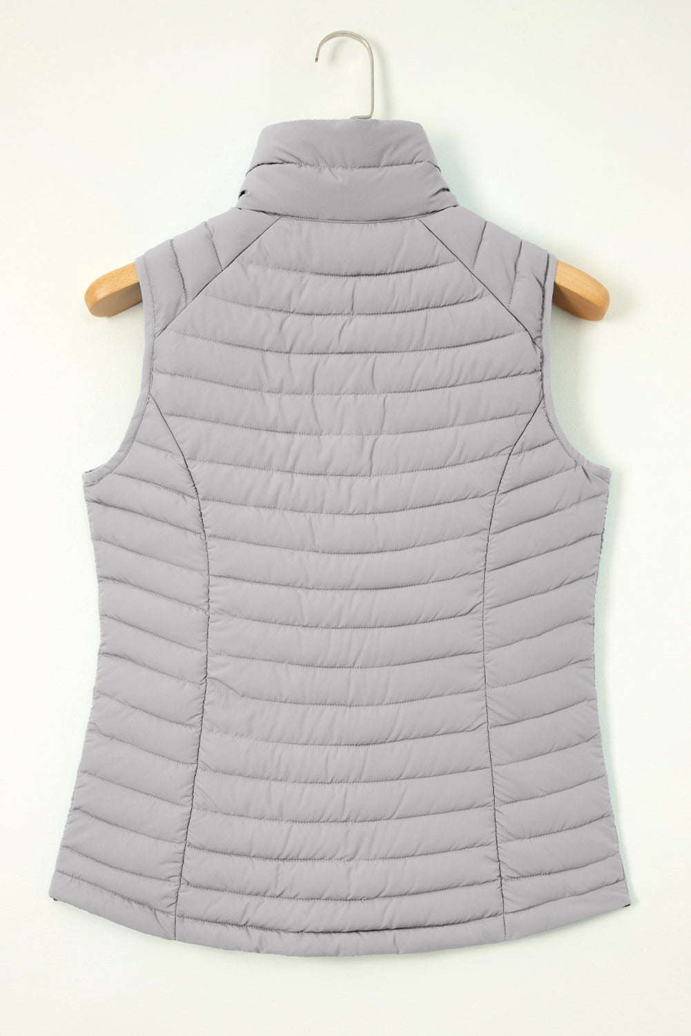 Gilet matelassé zippé à col en peluche argentée